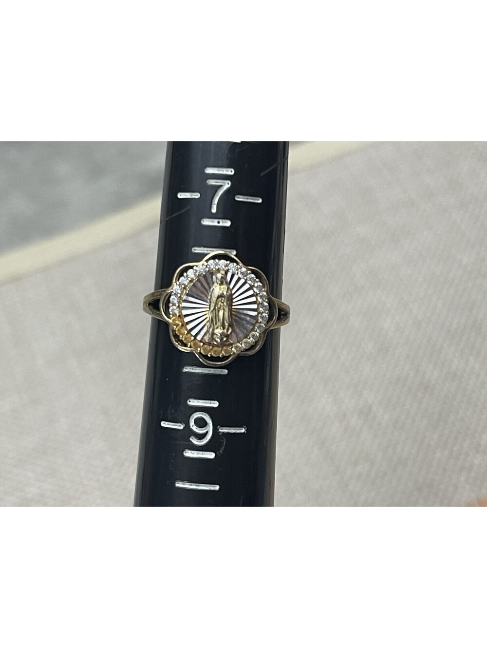 Beautiful Moricci 925 Silver Mother Mary Ring Size 8 Virgen De Guadalupe